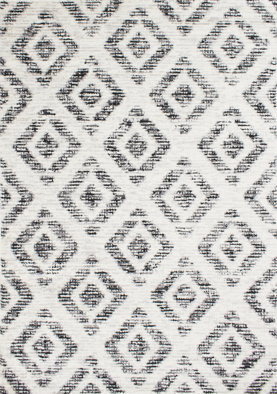 Meridian Diamond Distressed Area Rug - 8' X 11' - Grey