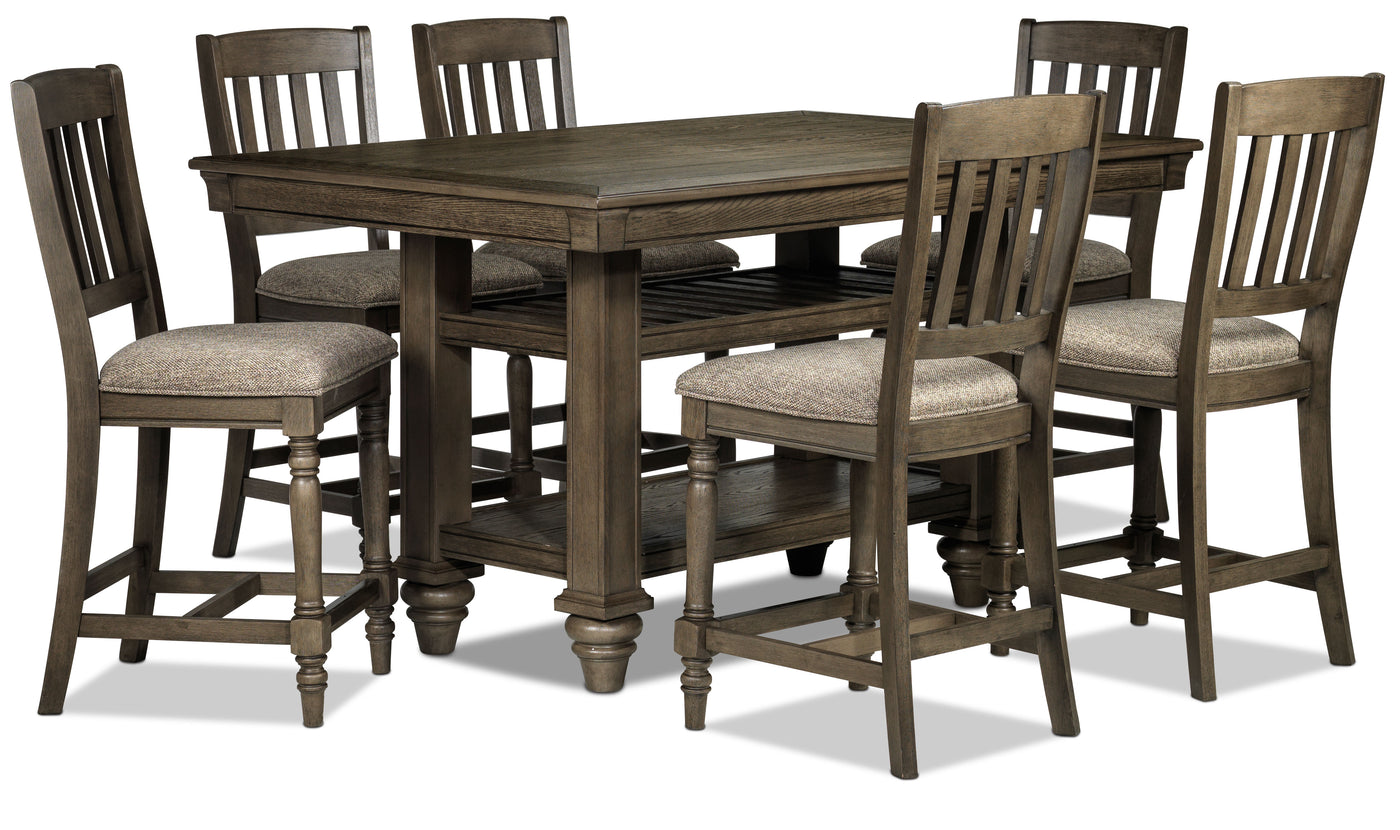 Bilboa 7-Piece Counter Height Dining Room Set - Roasted Oak