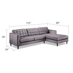 Paragon 2-Piece Sectional with Right-Facing Chaise - Light Grey