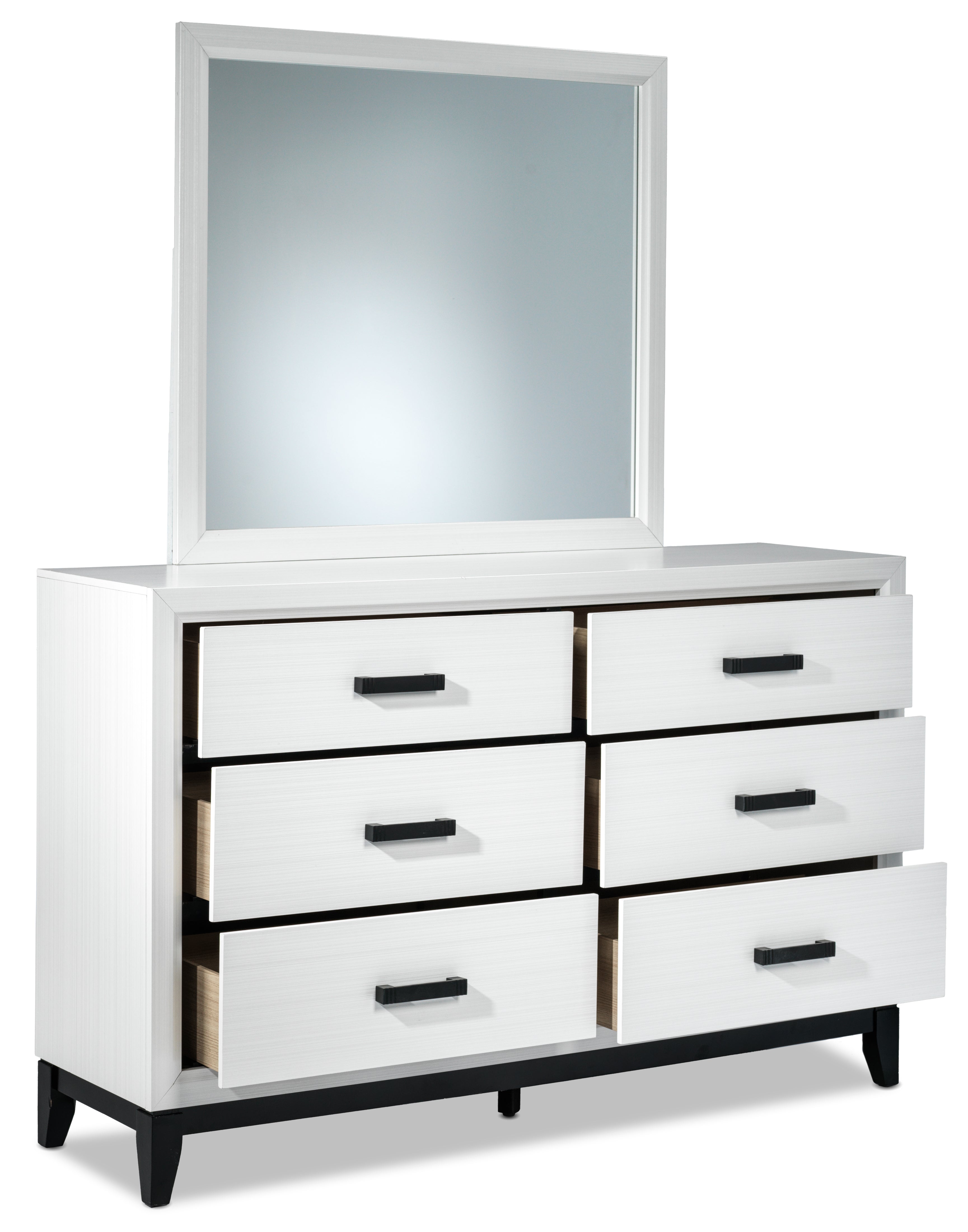 Fog 6-Drawer Dresser - White, Black