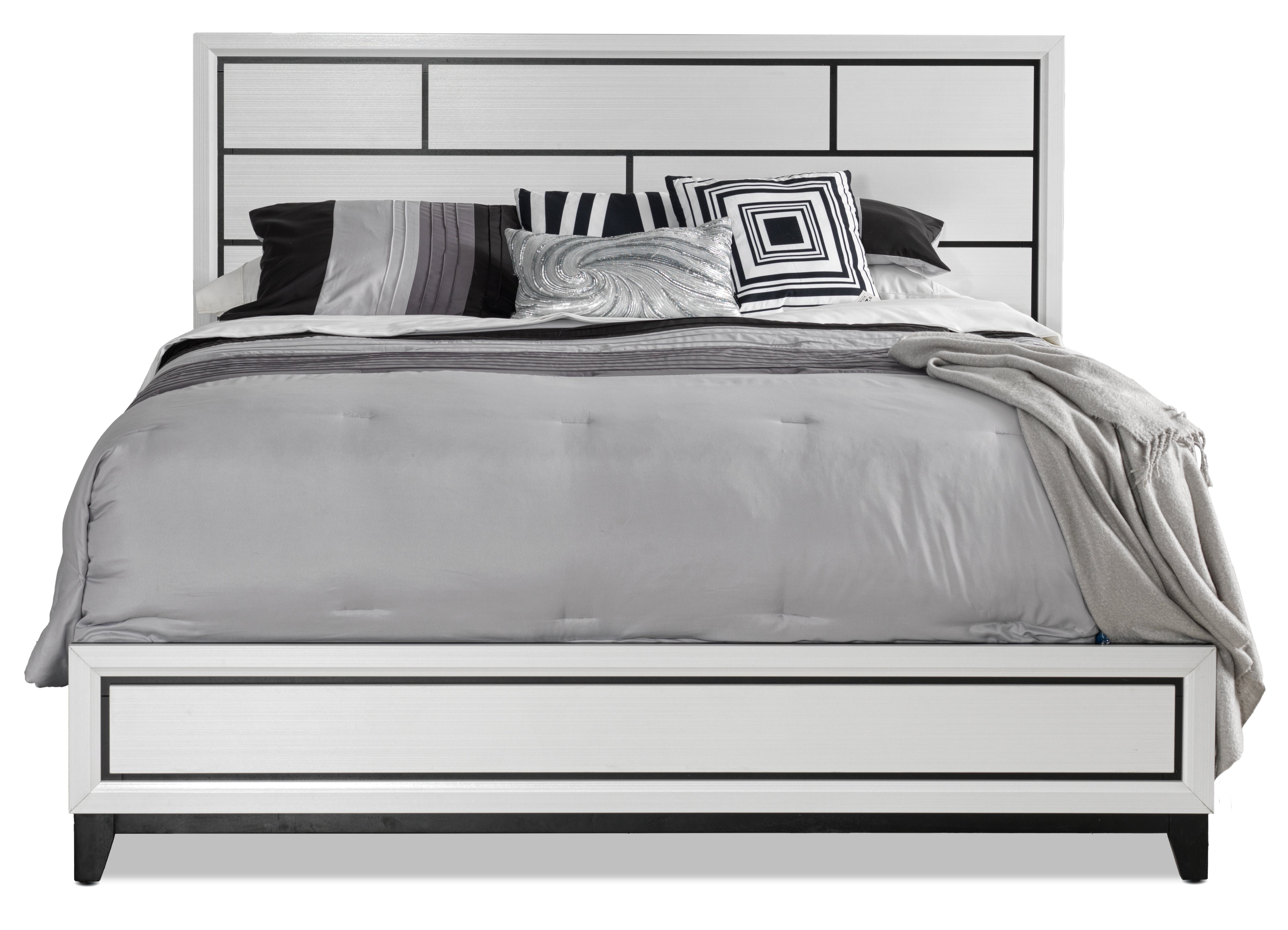 Fog 3-Piece Queen Bed - White, Black