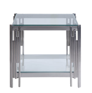 Liana Table de bout – verre et acier inoxydable
