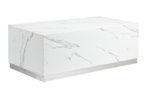 Helios Table de centre rectangulaire – blanc et argent