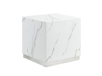 Helios Table de bout – marbre blanc et argent