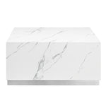 Helios 30" Square Coffee Table - White and Silver