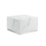 Helios 24" Square Coffee Table - White and Silver