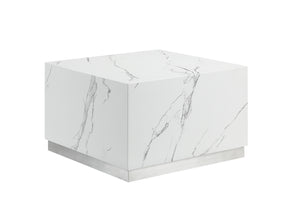 Helios Table de centre carrée 24 po – blanc et argent