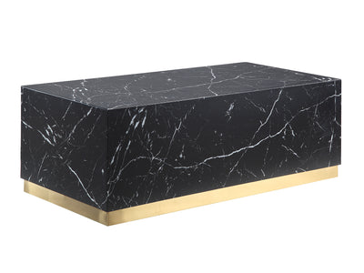 Helios Table de centre rectangulaire – marbre noir et doré
