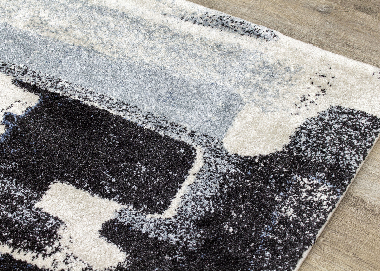 Easterly Uneven Stamps Rug - 8' X 11' - Cream/Blue/Grey