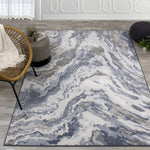 Intrepid Rushing Water Area Rug - 5' X 8' - Blue/Cream