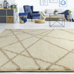Finesse Lines Crossing Shag Area Rug - 8' X 11' - Cream/Beige