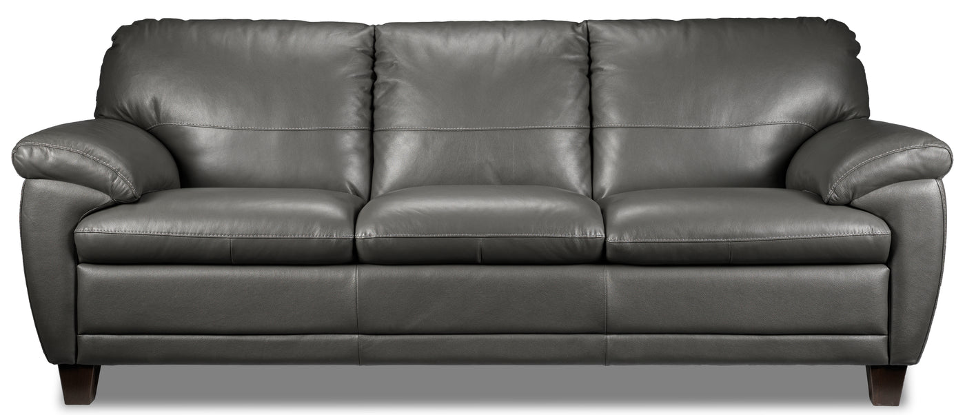 Leonardo Leather Sofa - Grey