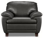 Leonardo Leather Sofa, Loveseat and Chair Set - Grey