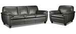 Leonardo Leather Sofa and Chair Set - Grey