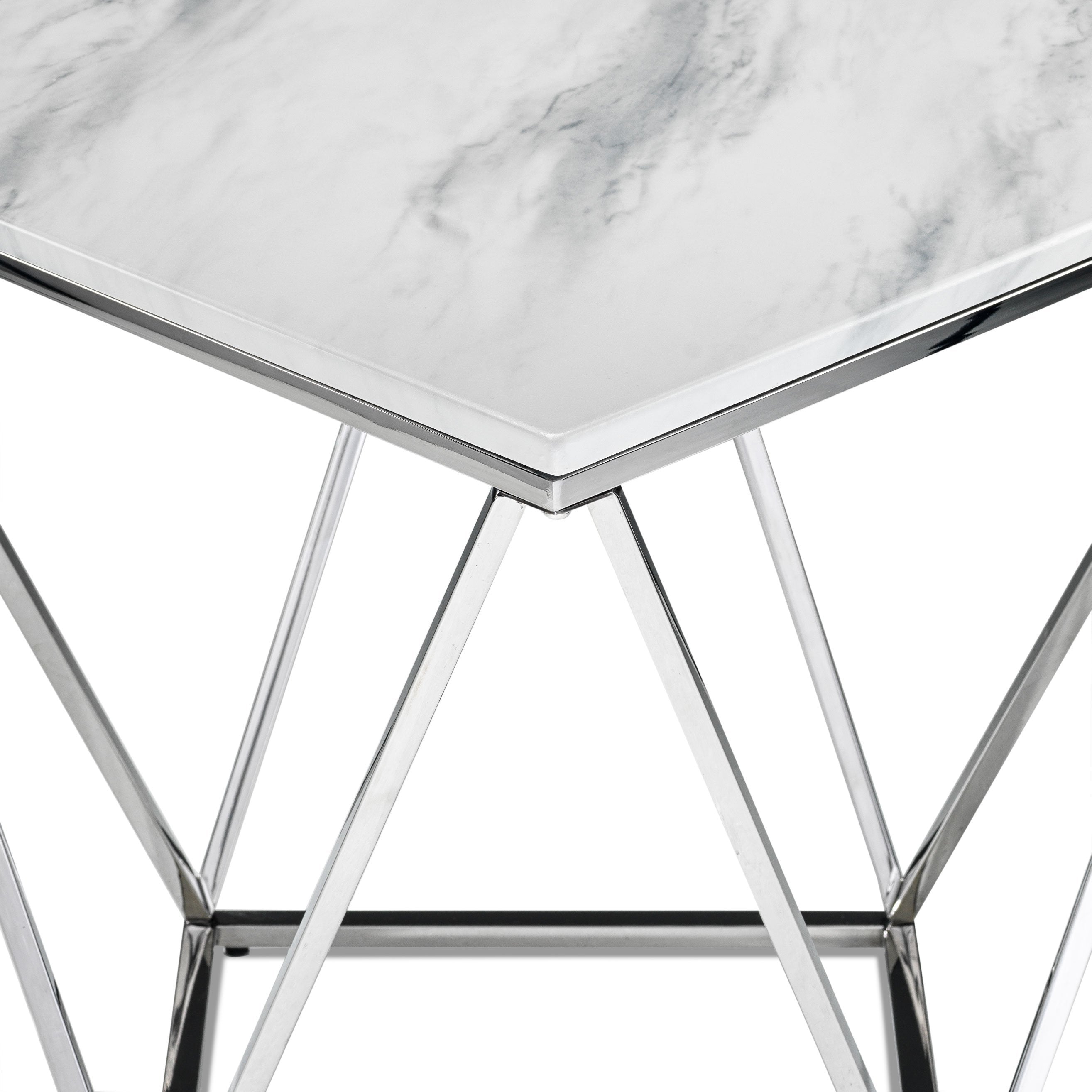 Lynn 24" End Table - Marble and Stainless Steel
