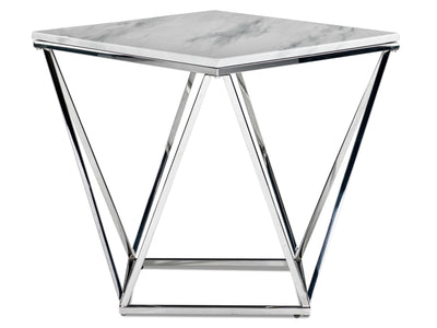 Lynn Table de bout – marbre et acier inoxydable