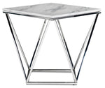 Lynn 24" End Table - Marble and Stainless Steel