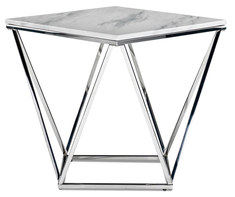 Lynn 24" End Table - Marble and Stainless Steel