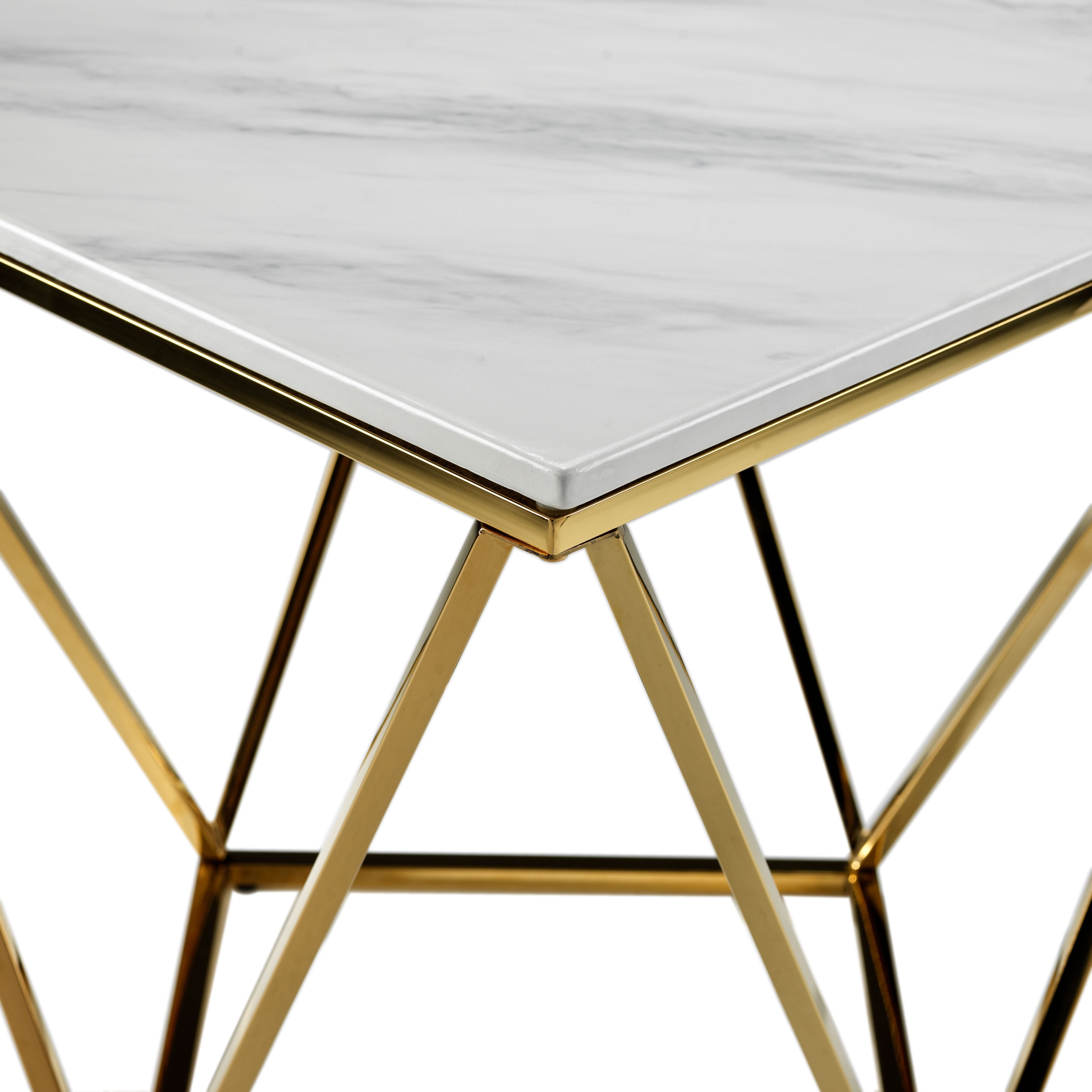 Lynn 24" End Table - Marble and Gold