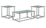 Sidney Coffee Table and Two End Tables - Stainless Steel and Glass