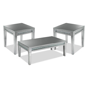 Aria Ens. Table de centre et 2 tables de bout - verre miroir