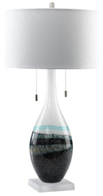 Mira 30" Table Lamp - Swirling Indigo and White