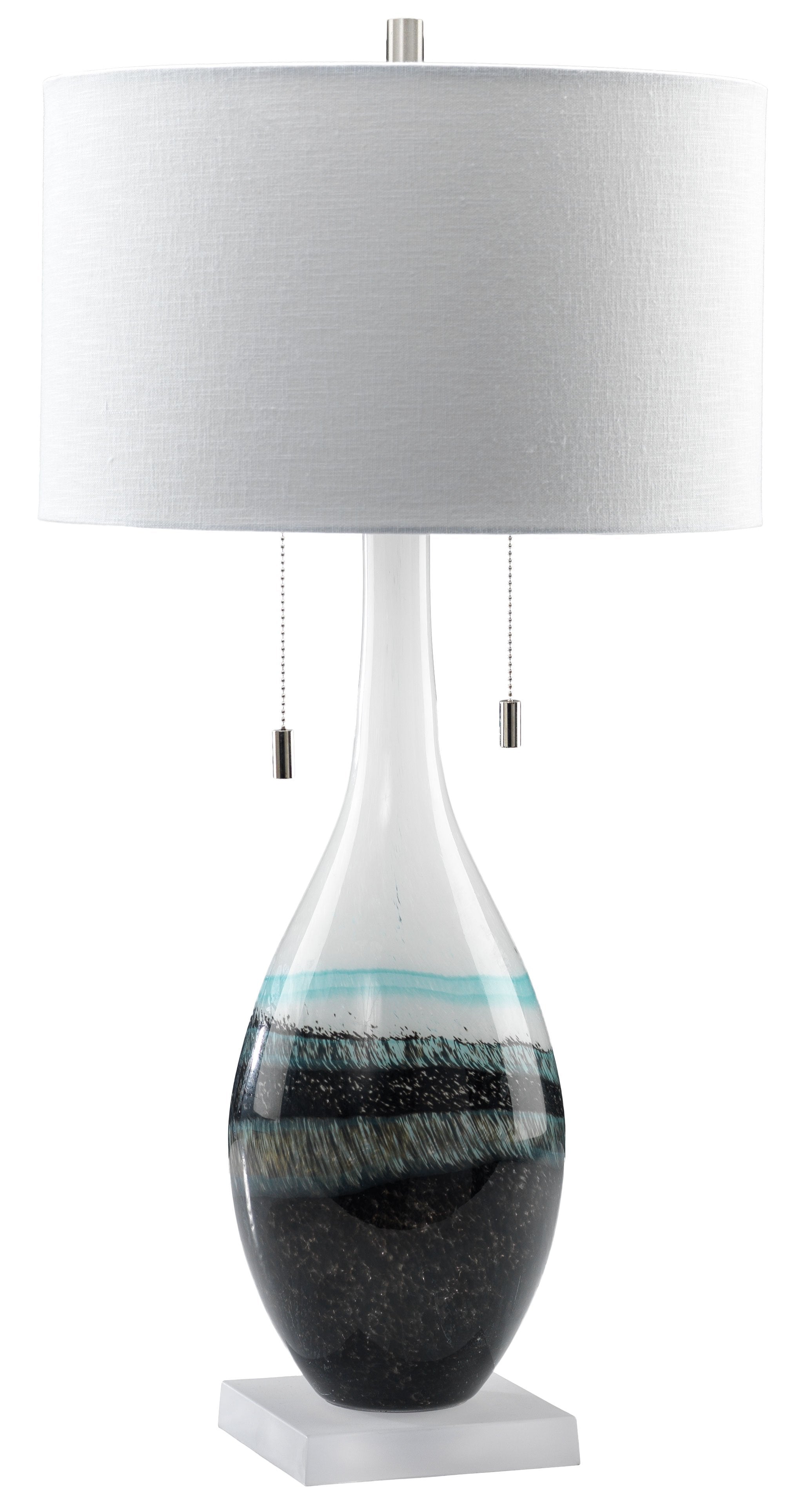 Mira 30" Table Lamp - Swirling Indigo and White