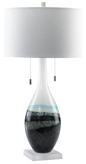 Mira Lampe sur table 30 po – tourbillon indigo et blanc