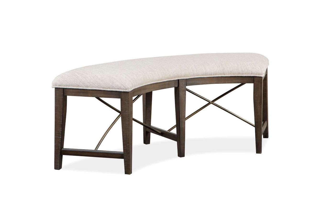Westley Falls Curved Bench with Upholstered Seat - Brown