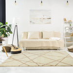 Finesse Lines Crossing Shag Area Rug - 8' X 11' - Cream/Beige