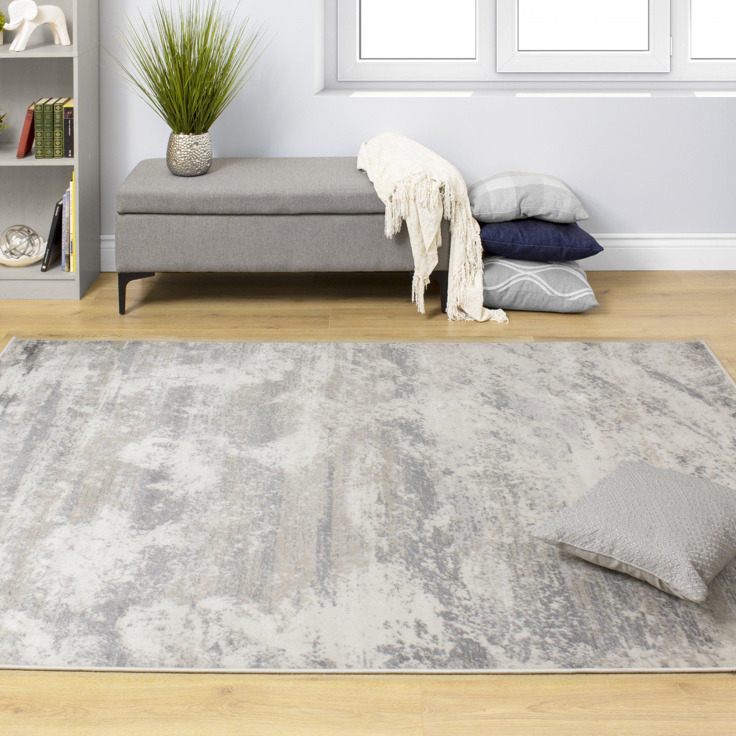 Adele 7'10" X 10'6" Faded Storm Rug - Cream Grey Area Rug