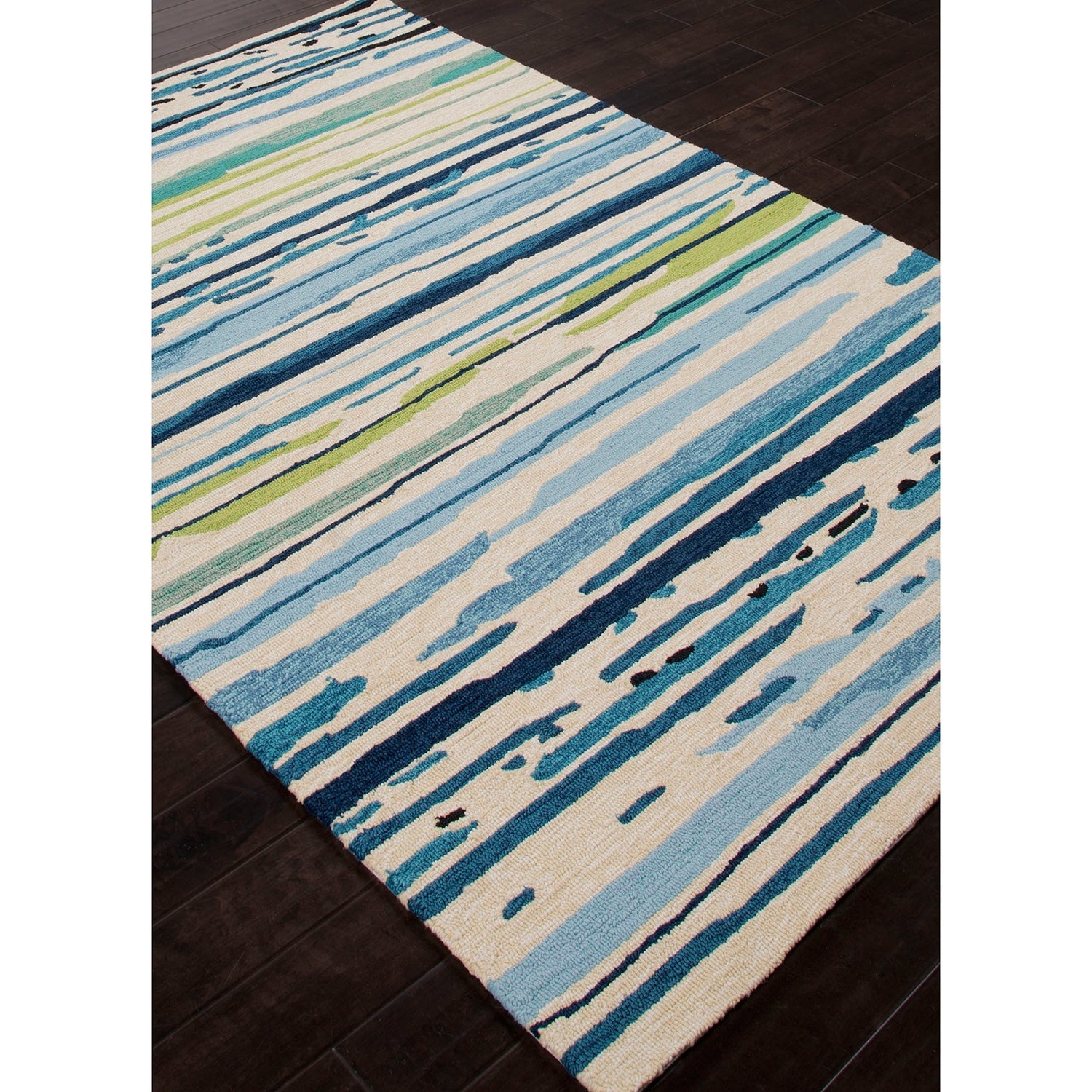 Sketchy Lines 5'X7.6' Area Rug - Snow White Mallard Blue