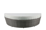 Island Pebbles Patio Canopy Daybed with Ottoman - Beige/Grey