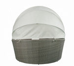 Island Pebbles Patio Canopy Daybed with Ottoman - Beige/Grey