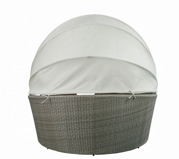 Island Pebbles Patio Canopy Daybed with Ottoman - Beige/Grey