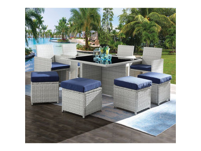 Hilbre 9-Piece Outdoor Dining Package - Blue