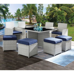 Hilbre 9-Piece Outdoor Dining Package - Blue