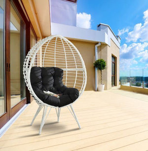 Deleau Outdoor Egg Chair - Black/White