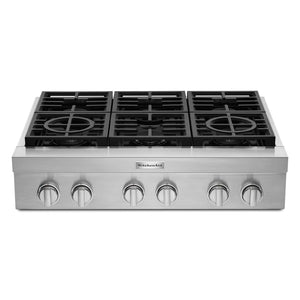 KitchenAid Surface de cuisson au gaz 36 po style commercial inox KCGC506JSS