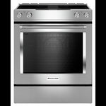 KitchenAid Stainless Steel 30” Front Control Slide-In Electric Convection Downdraft Range (6.4 Cu. Ft.) - KSEG950ESS