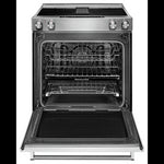 KitchenAid Stainless Steel 30” Front Control Slide-In Electric Convection Downdraft Range (6.4 Cu. Ft.) - KSEG950ESS
