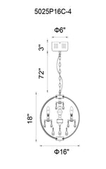 Abia 4 Light Chandelier - Chrome