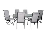 Hanlan 7-Piece 72" Outdoor Dining Set - Charcoal/Glass