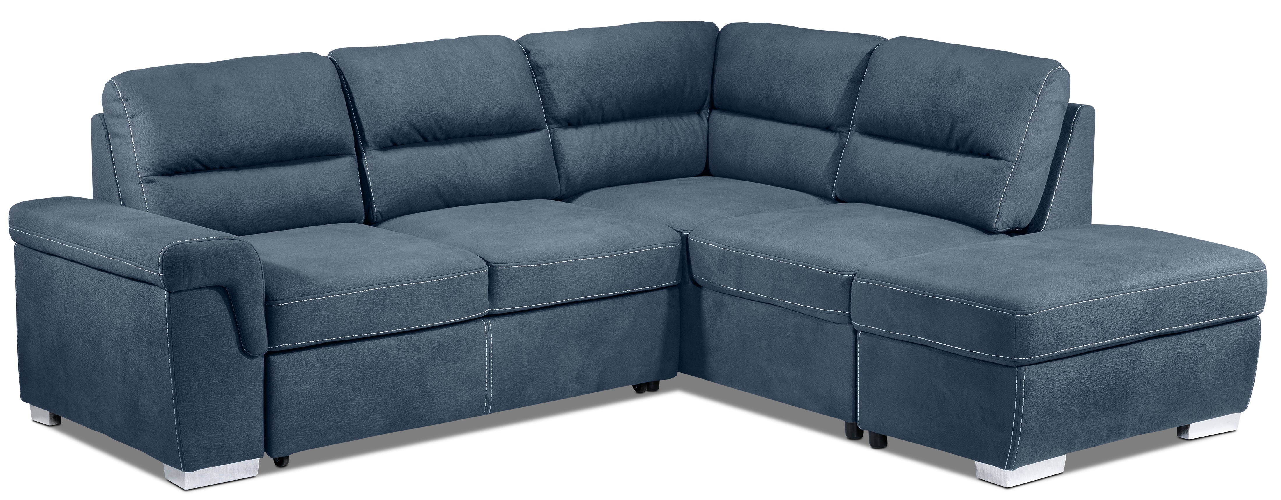 Simone 3-Piece Sectional with Left-Facing Pop-Up Bed - Blue