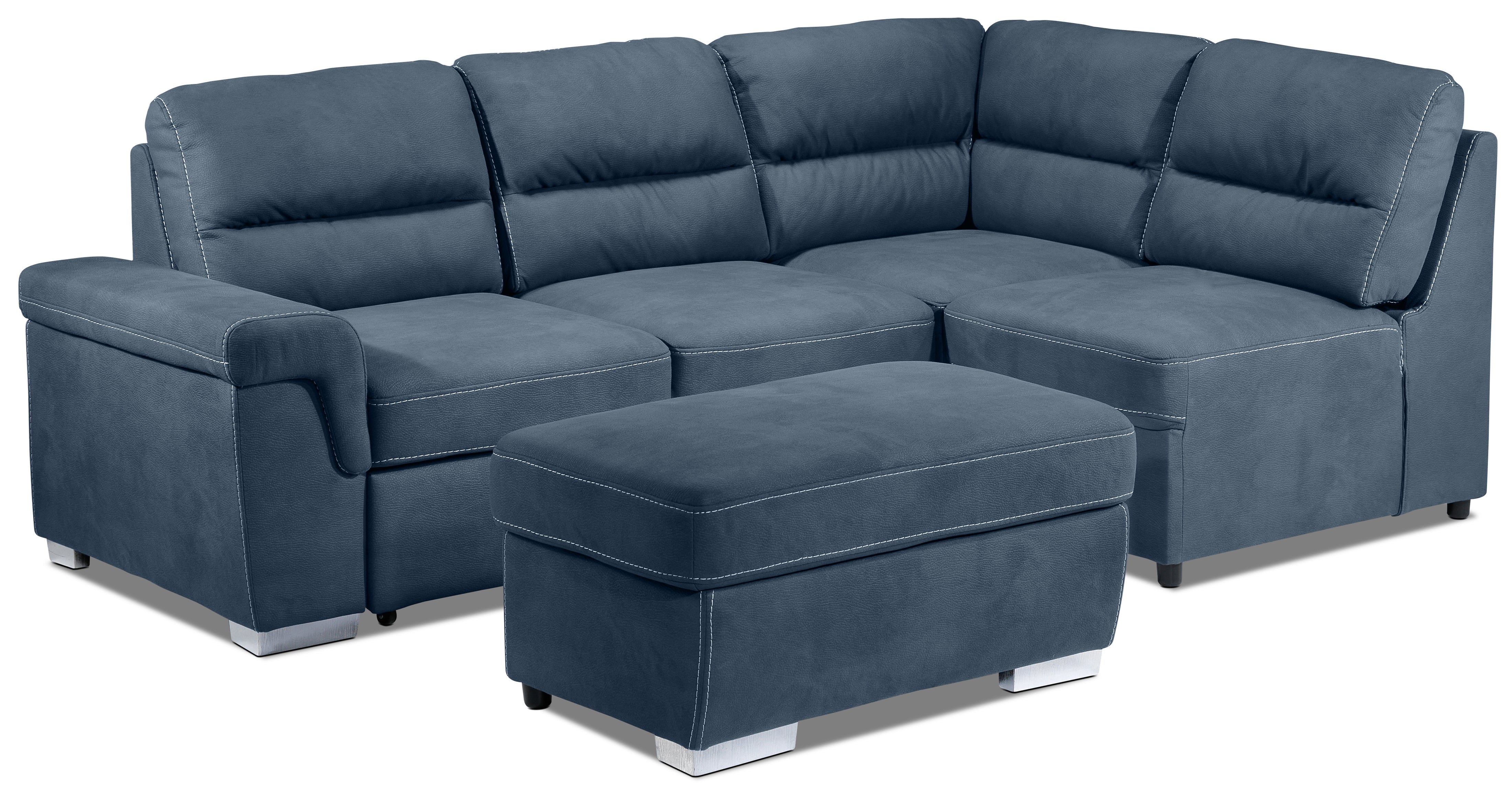 Simone 3-Piece Sectional with Left-Facing Pop-Up Bed - Blue