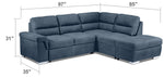 Simone 3-Piece Sectional with Left-Facing Pop-Up Bed - Blue