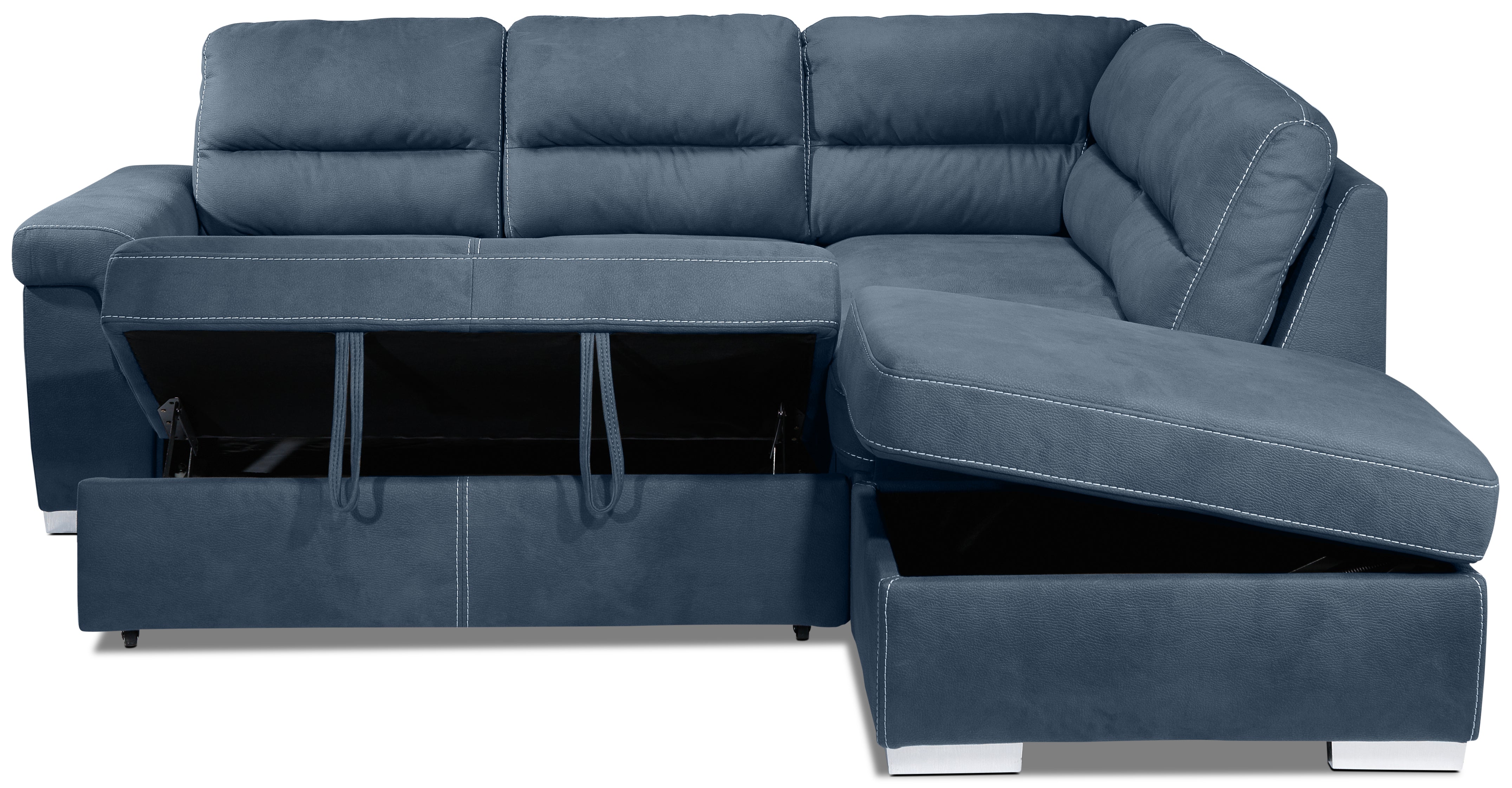 Simone 3-Piece Sectional with Left-Facing Pop-Up Bed - Blue