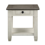 Harold 24" End Table - Antique White and Brown
