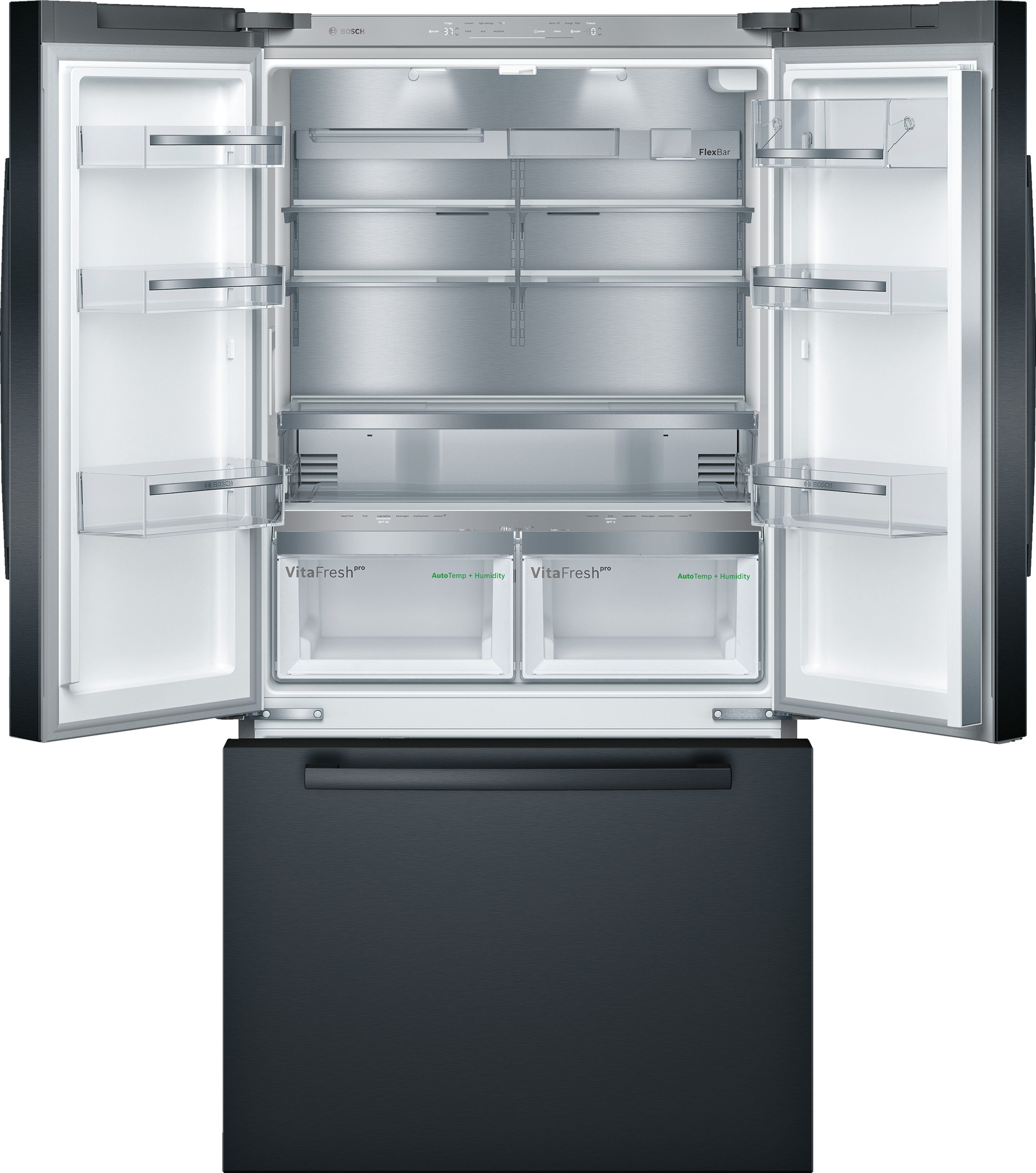 Bosch 800 Series 36"  20.8 Cu. Ft. Black Stainless Steel Counter-Depth French Door Refrigerator - B36CT80SNB