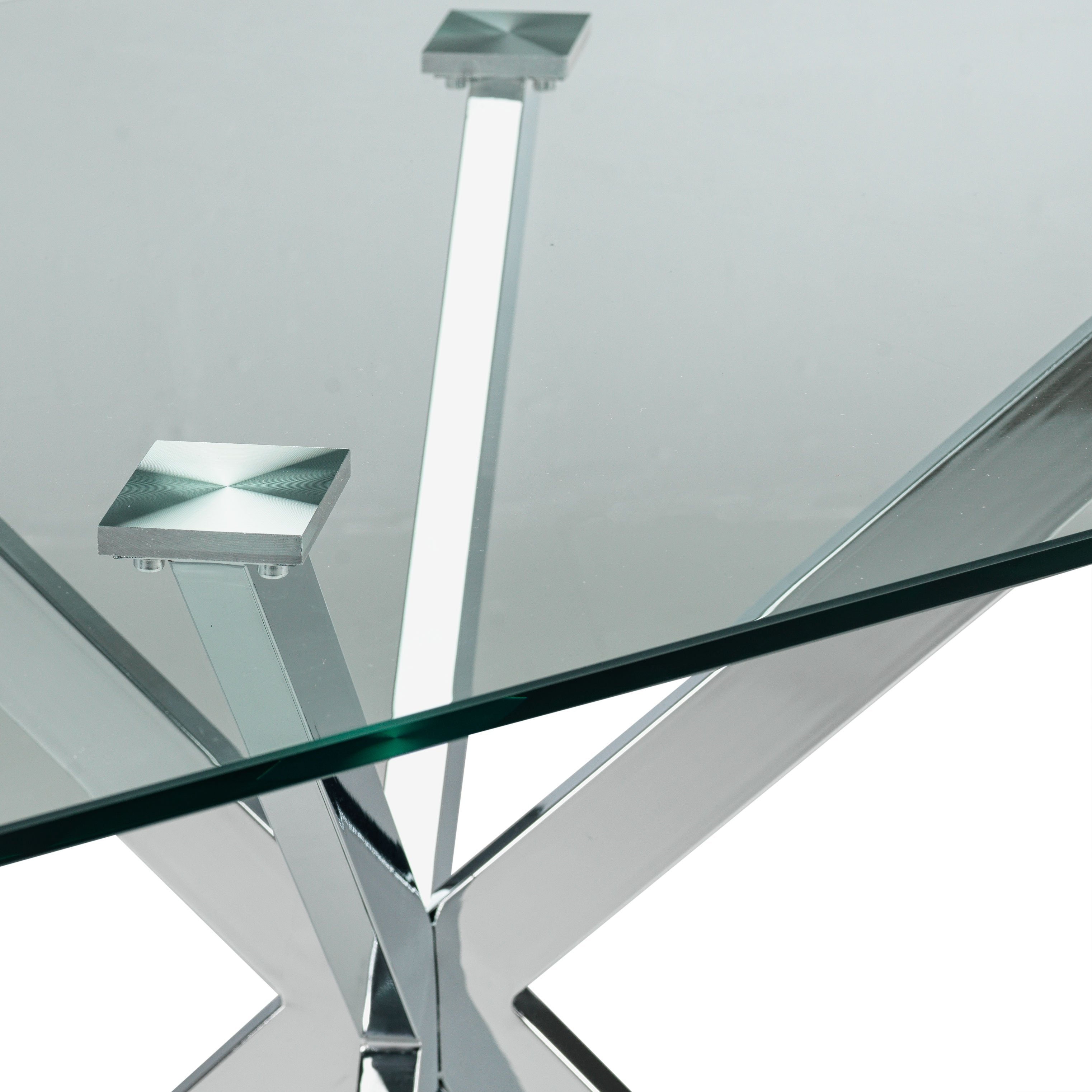 Darron Dining Table - Glass, Chrome